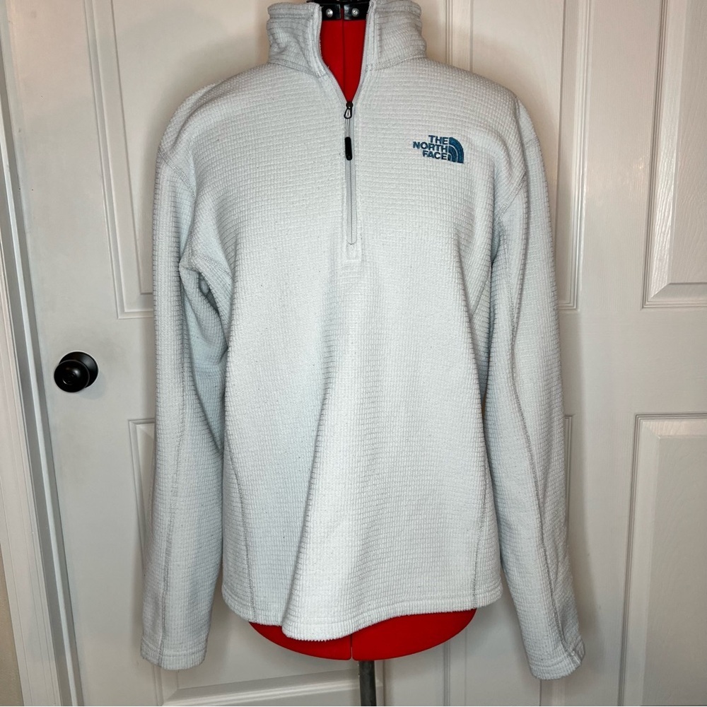 The North Face Waffle Knit Pullover Fleece 1/4 Zip Long Sleeve Mens M Gray